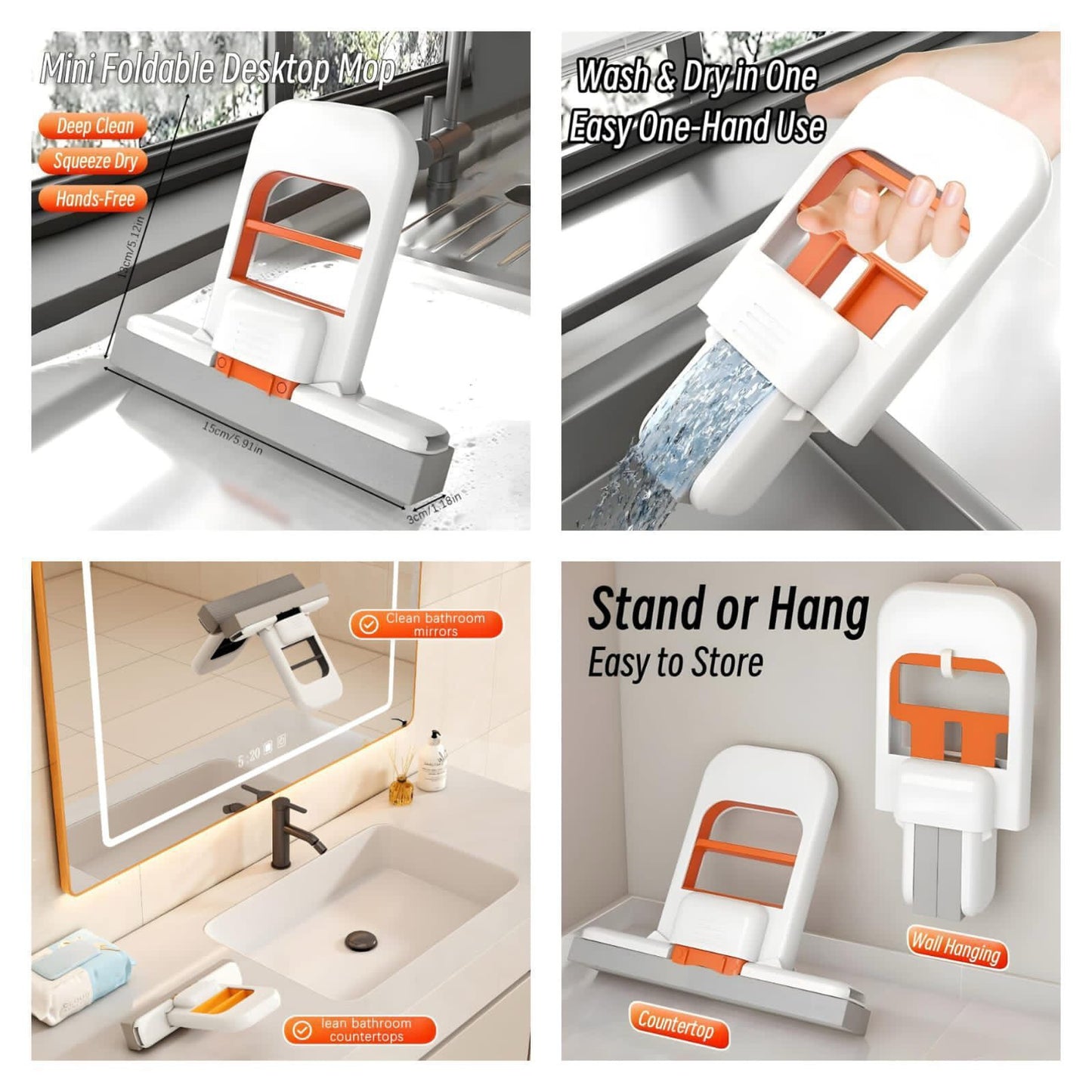 Foldable Mini Sponge Mop – Portable Wet & Dry Cleaning Mop