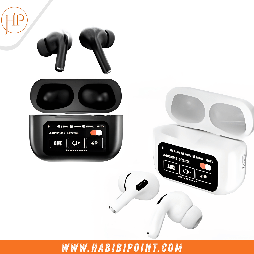 A9 Pro Wireless Earbuds with ANC, LED Display, Built-in Screen & Clear Sound