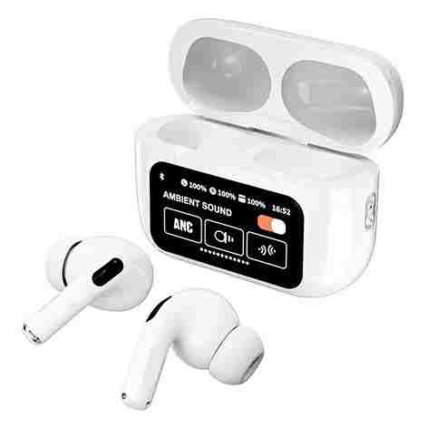 A9 Pro Wireless Earbuds with ANC, LED Display, Built-in Screen & Clear Sound